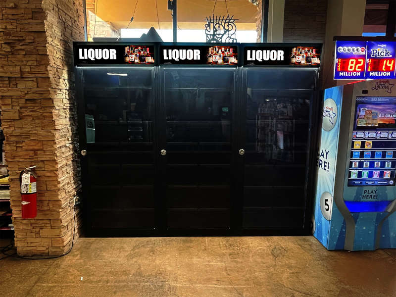 Locking liquor cabinets with LED headers and clear plexi doors
