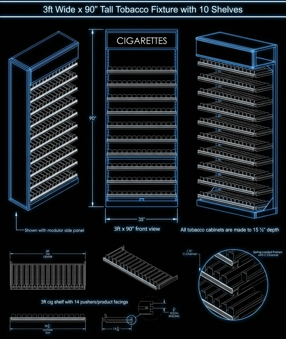 3ft Tobacco Fixture CAD Drawing