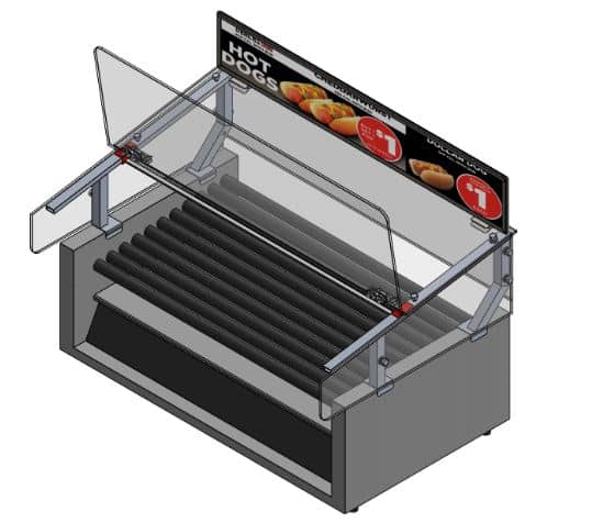 Winco EHD-50-SGD Old-Designed Spectrum Sneeze Guard with Front Open Door to fit EHD-50 Hot Dog Roller ROLLER IS SOLD SEPARATELY 